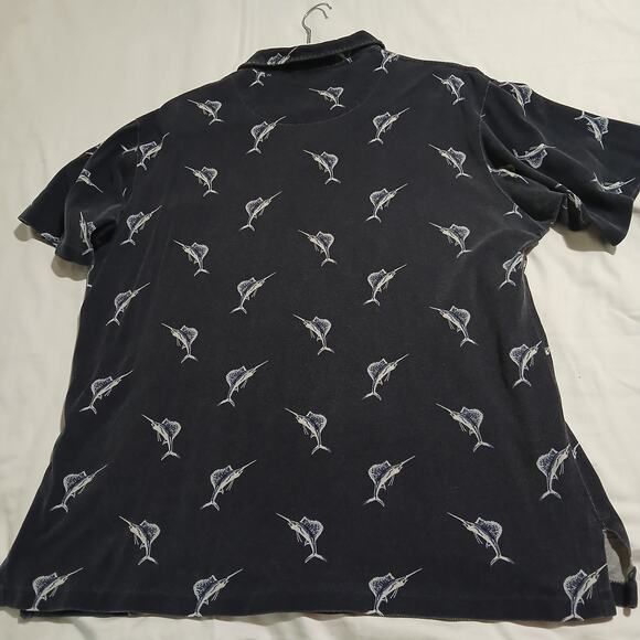 VTG POLO by Ralph Lauren large Navy Blue 100% cotton SAILFISH polo short-sleeved - Picture 7 of 12